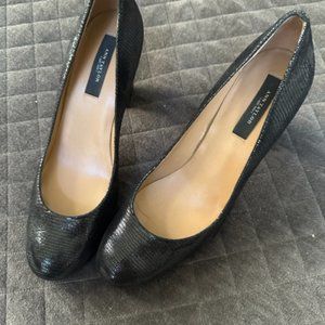 Black Embossed 3.5 inch heels Pump Shoes